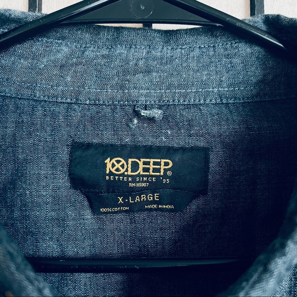 10 Deep denim long sleeve button down sz XL - Picture 7 of 7